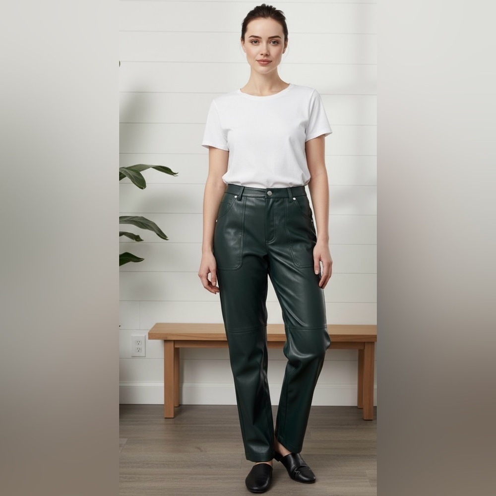 NWT Blank NYC SZ 29 hunter green faux leather pants w/2 front & 2 rear pockets